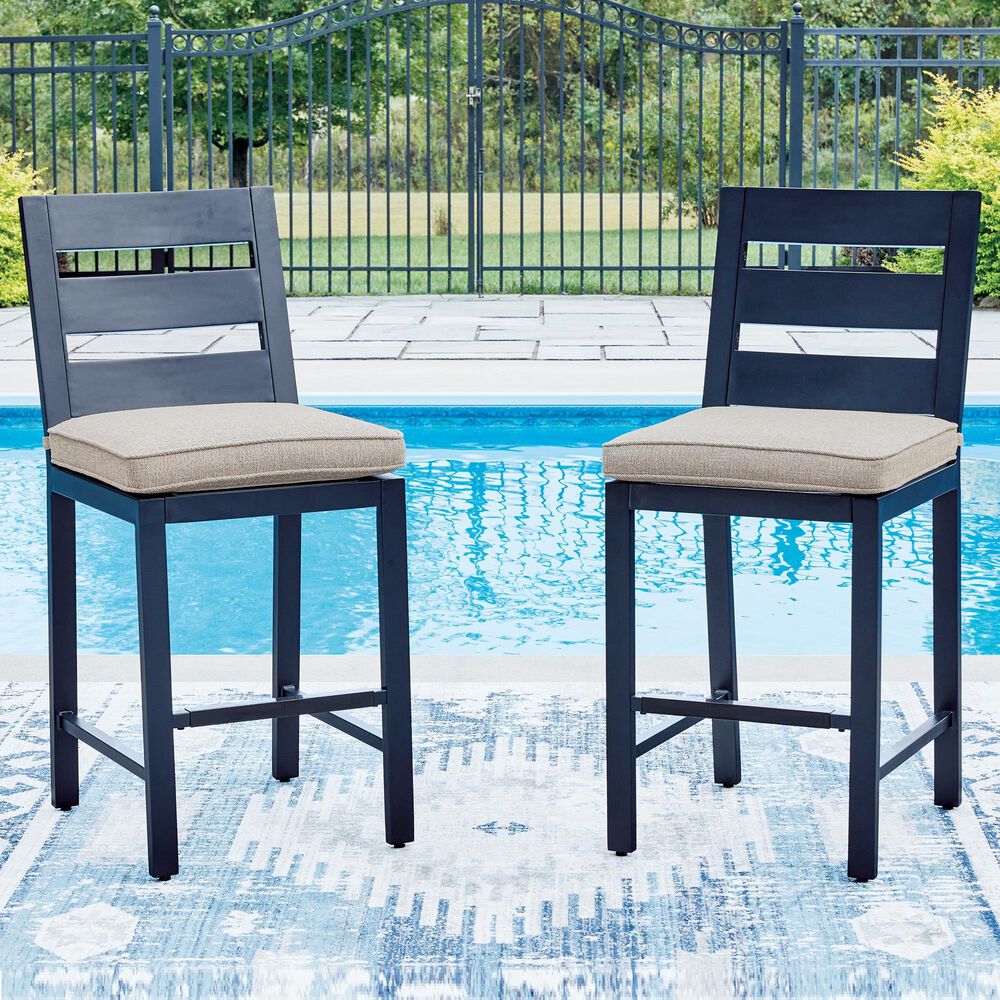Ashley East Beach Barstool in Navy Blue (Set of 2), , large