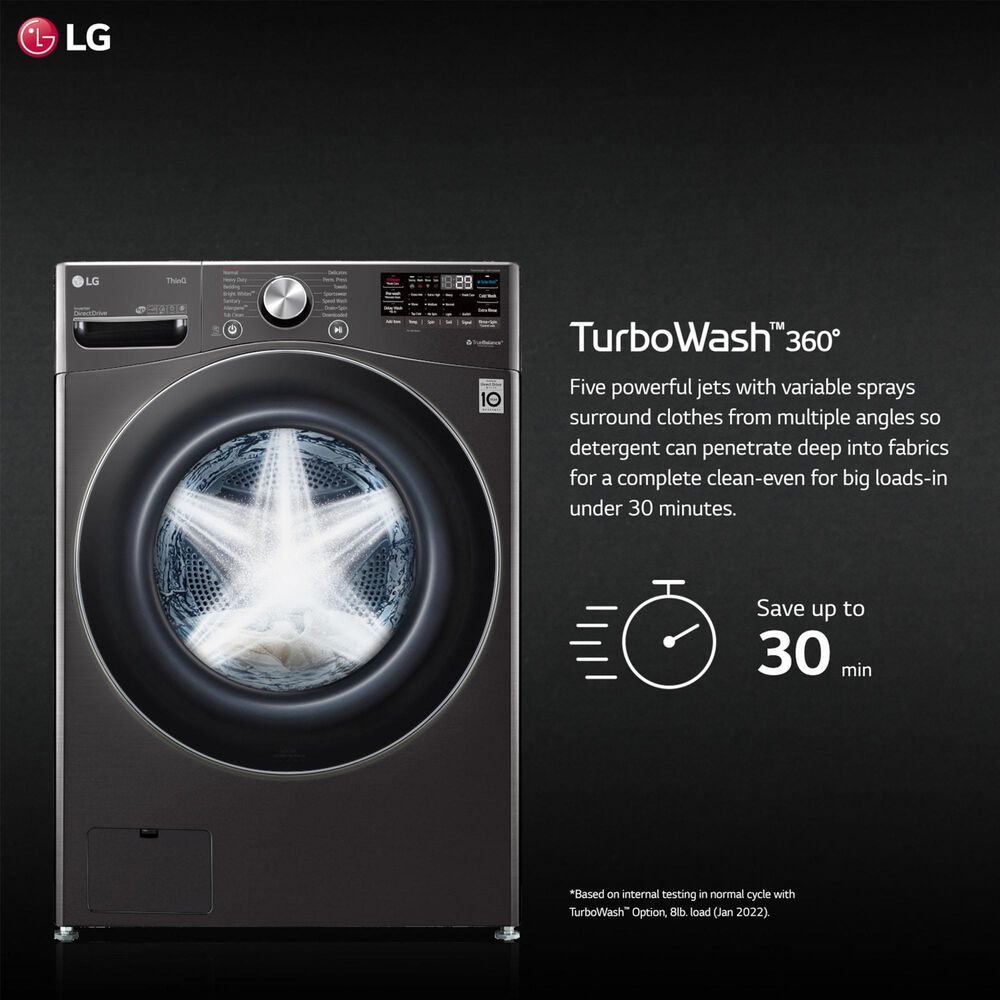 LG 5.0 Cu. Ft. Front Load Washer with TurboWash 360 in Black Steel, , large