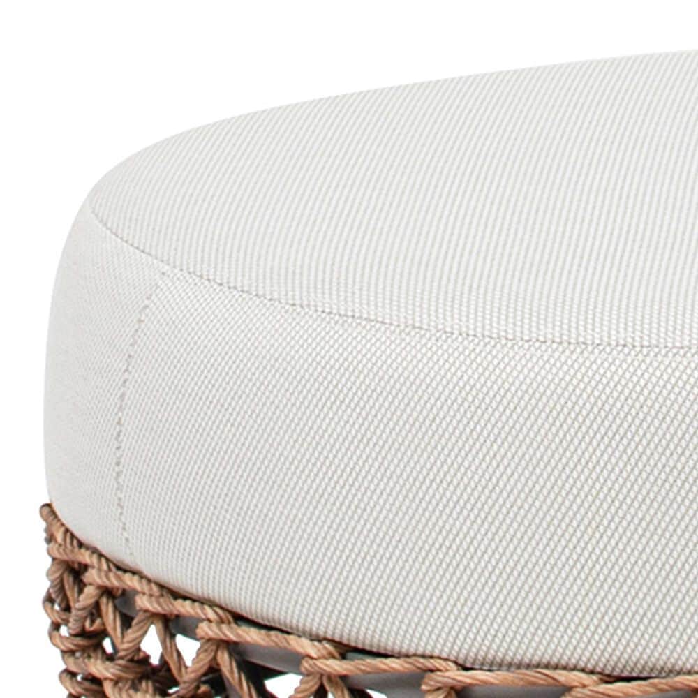 Hearth and Haven Willow 25" Round Patio Ottoman with Golden Brown Wicker Frame in Beige, , large