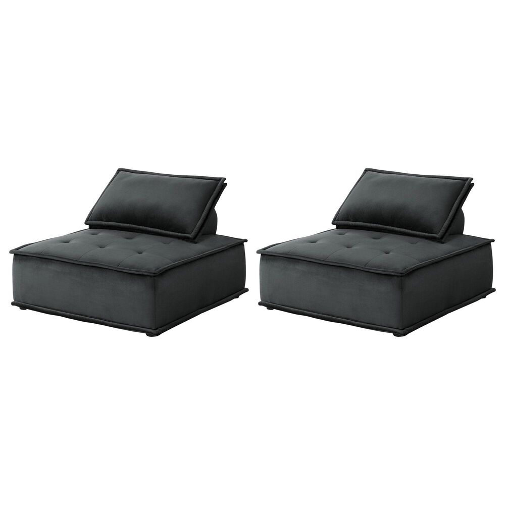 HOMLUX 40" Armless Lounge Chair in Black Velvet (Set of 2), , large
