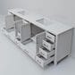 Lexora Home Jacques 84" Double Bathroom Vanity in White with 2 cm White Quartz Top and Rectangular Sinks, , large