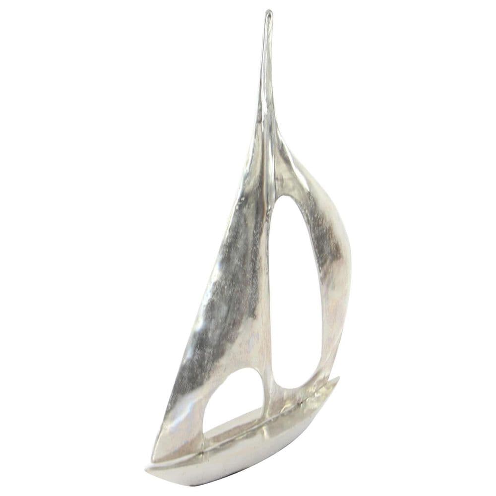 Maple and Jade Sail Boat Decorative Sculpture in Satin Silver, , large