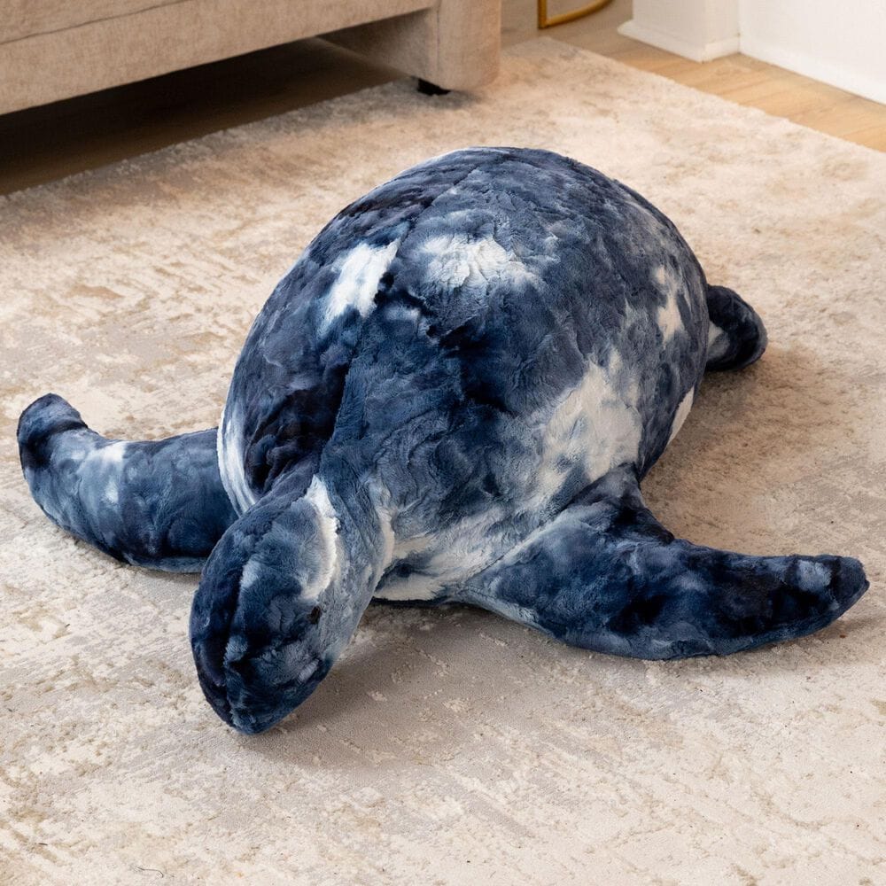 Jaxx Shelly The Turtle Sea Buddy Large Kids Stuffed Animal Bean Bag in Tie-Dye Blue Print, , large