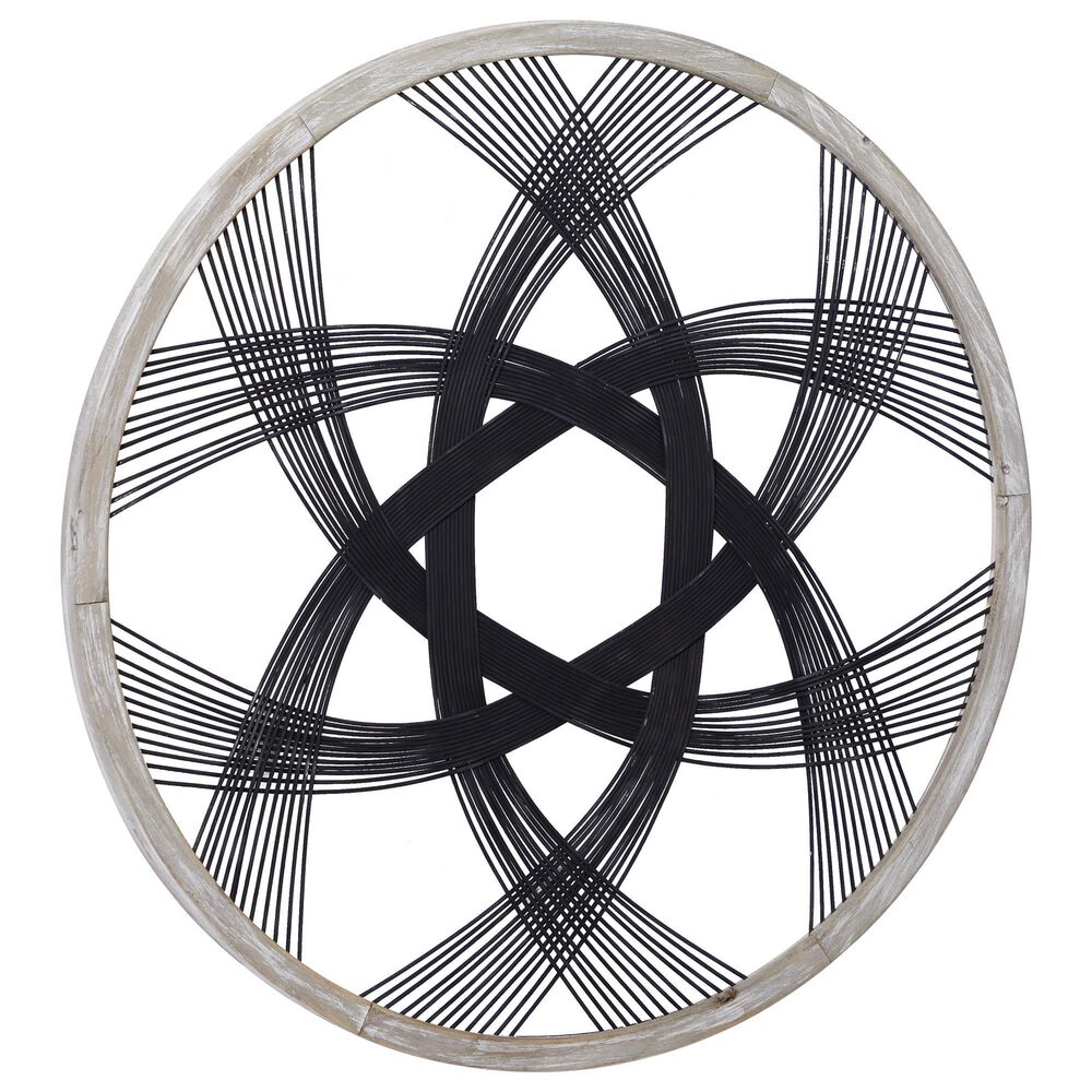 Maple and Jade Rattan Woven Star 33.5" x 33.5" Wall Decor in Black, , large