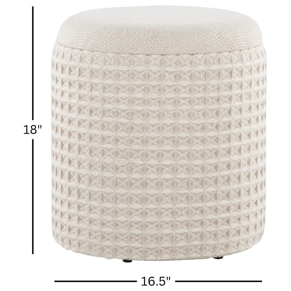 LumiSource Tahoe 18" Waffle Storage Ottoman in Ivory, , large