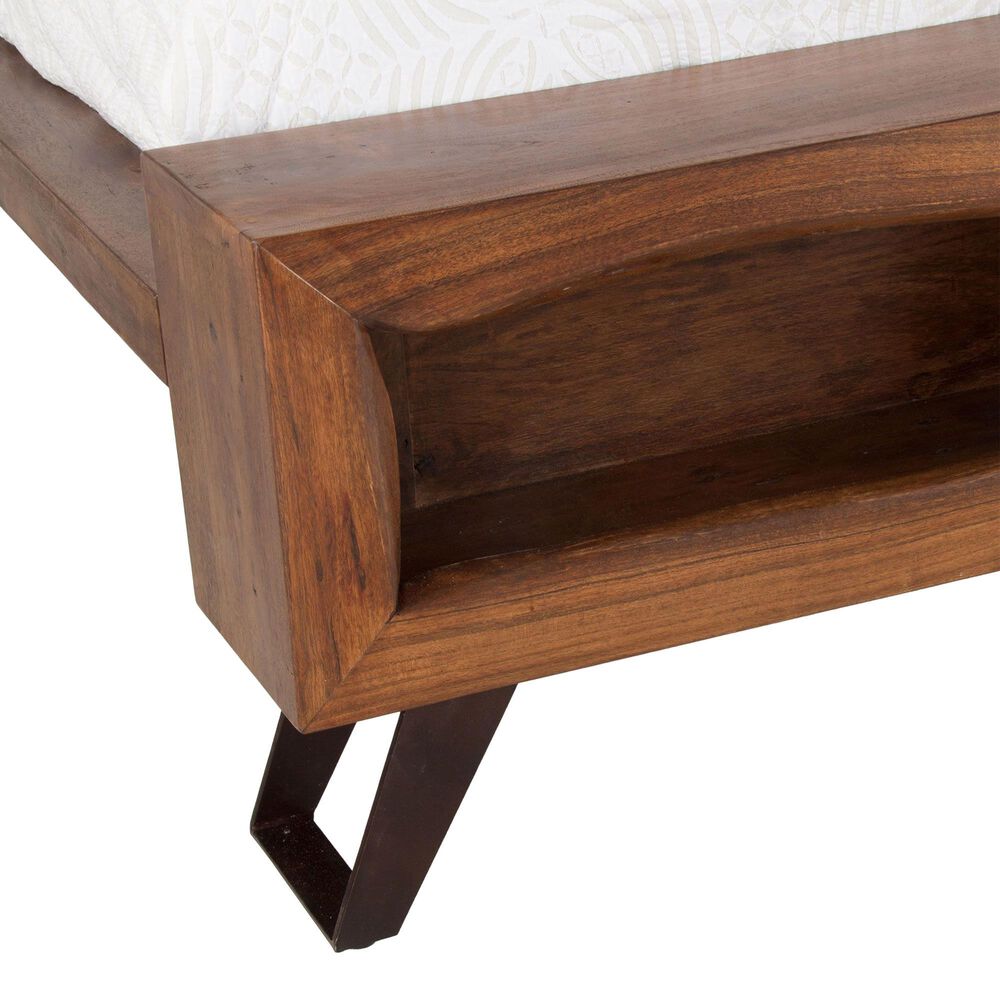Home Trends &amp; Design London Loft Queen Platform Bed in Walnut and Antique Zinc, , large