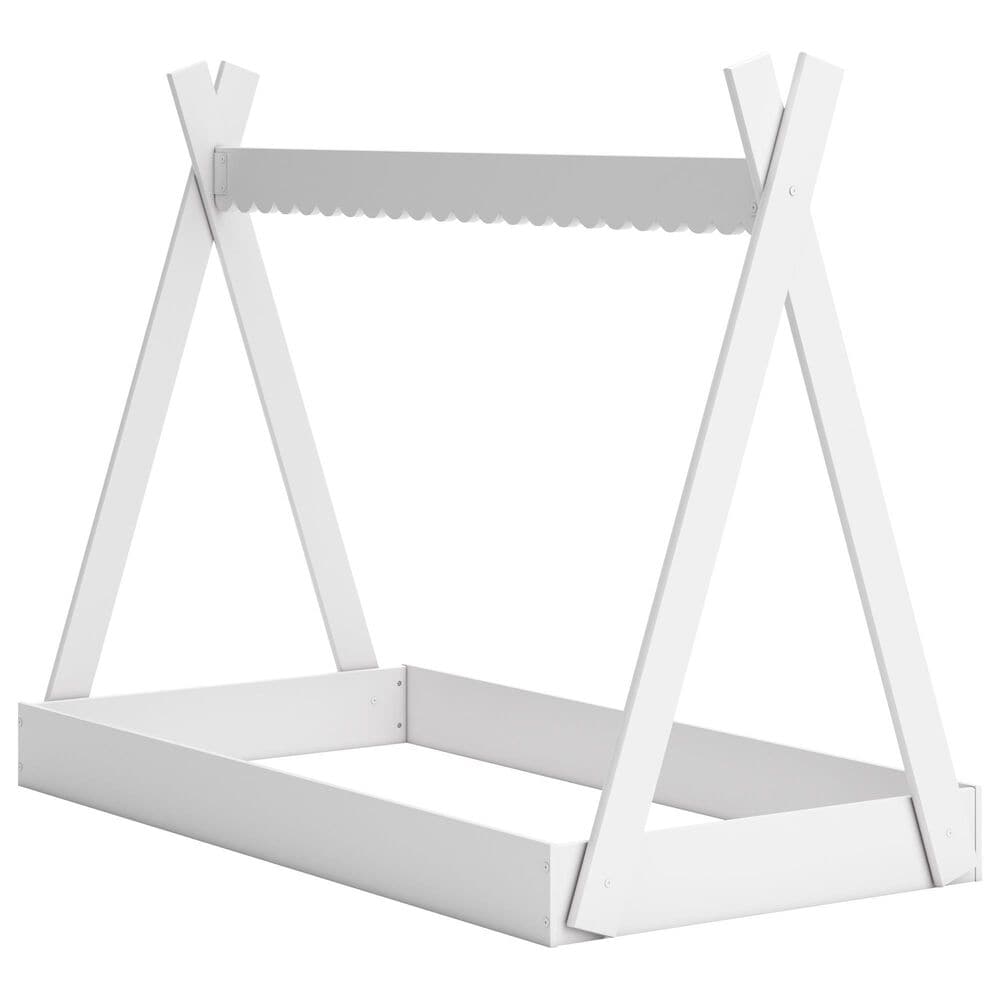 Ashley Hallityn Twin Tent Floor Bed in Matte White, , large