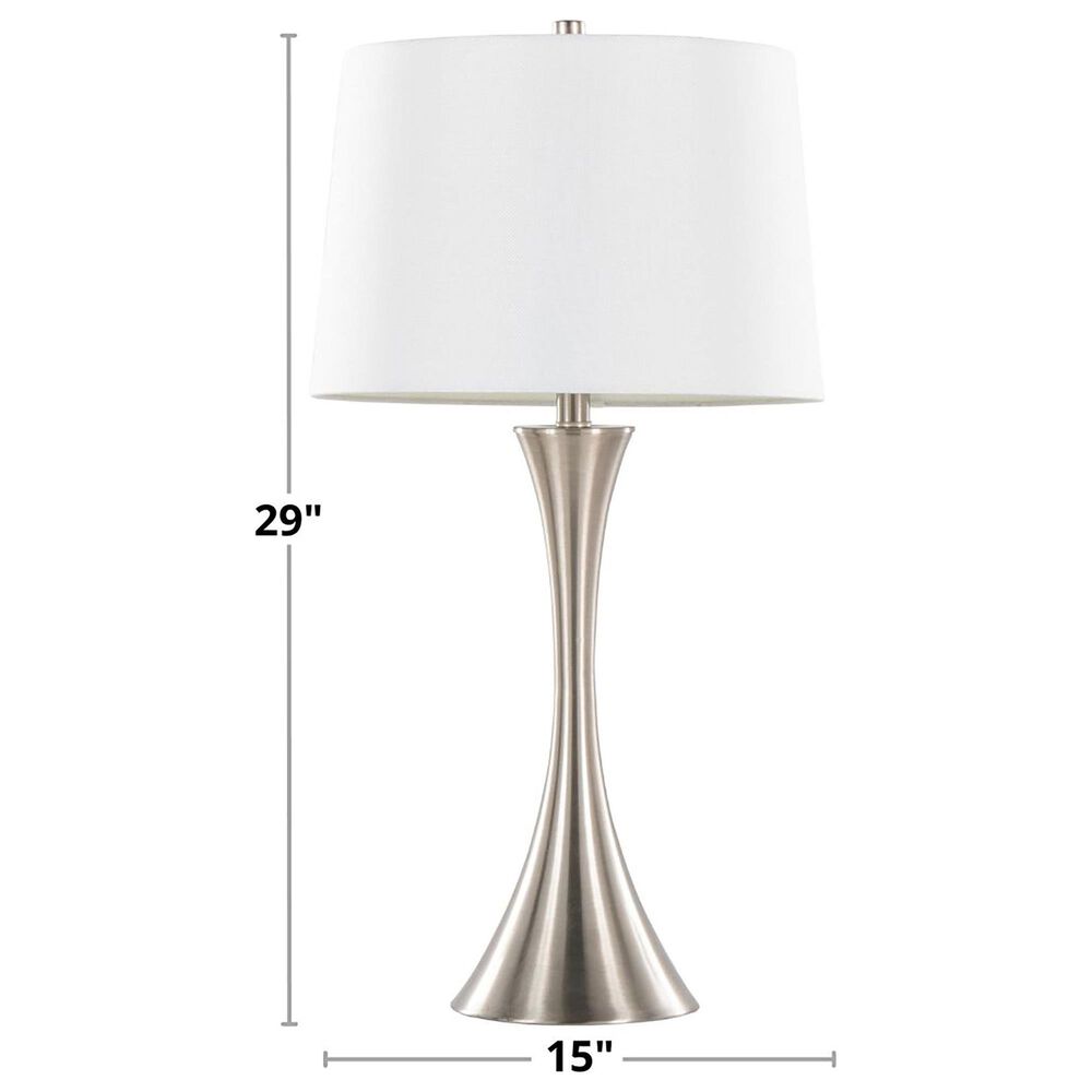 LumiSource Lenuxe 29" Metal Table Lamp with White Textured Linen Shade in Brushed Nickel (Set of 2), , large