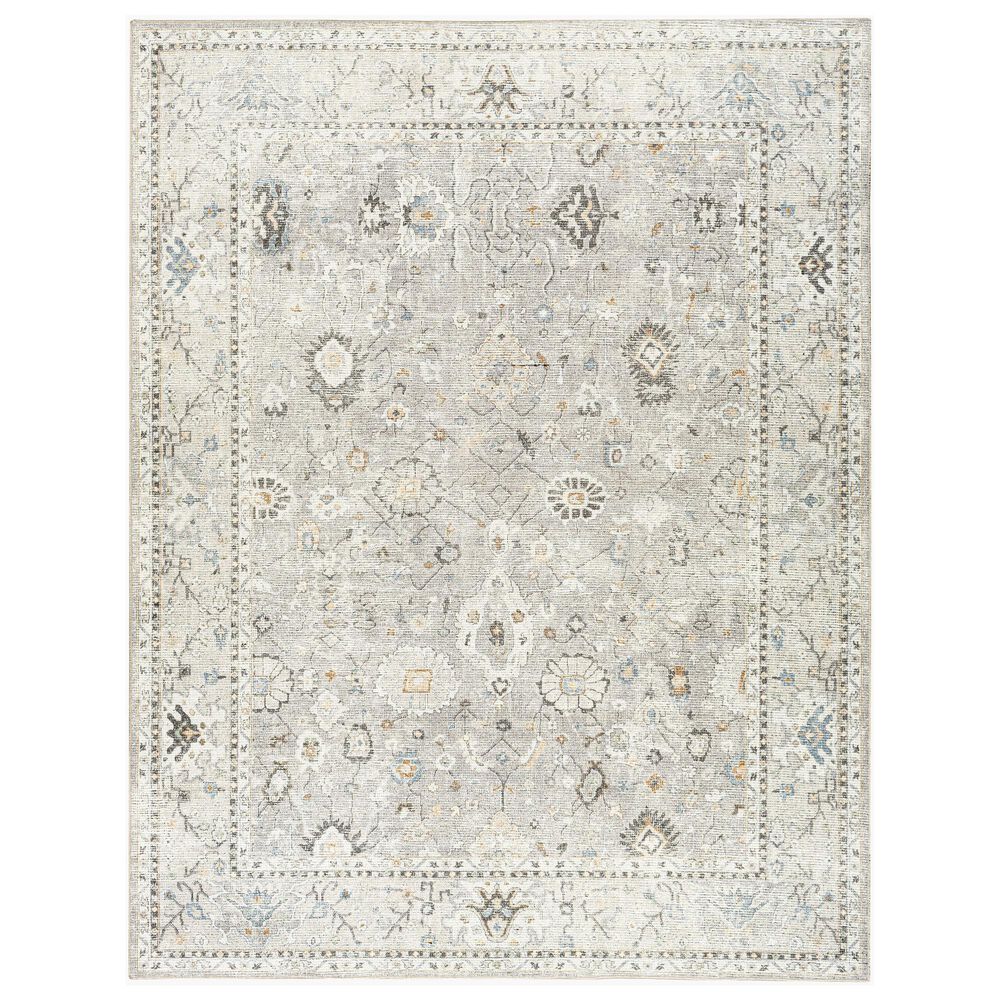 Surya Davina 6"7" x 9" Medium Gray, Light Beige, Brown, Denim and White Area Rug, , large