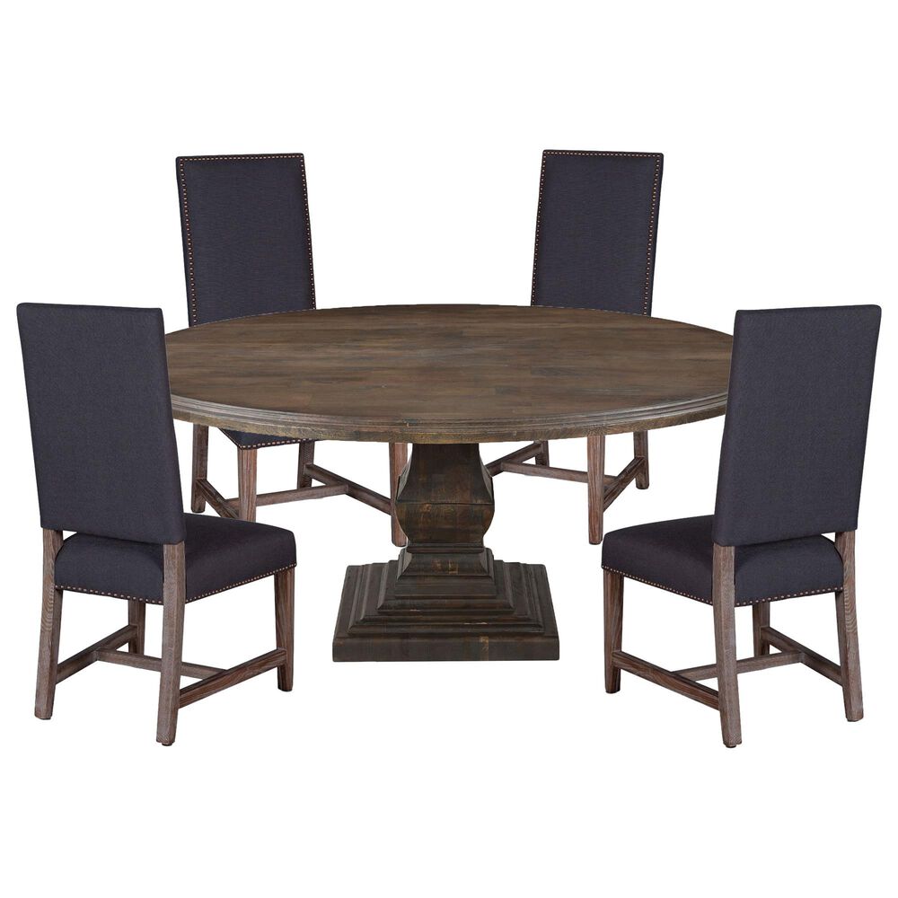 Home Trends & Design Nimes 5-Piece Round Dining Set in Asphalt, , large