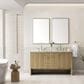 James Martin Vanities Hudson 60" Double Bathroom Vanity in Light Natural Oak with 3 cm Arctic Fall Solid Surface Top and Rectangular Sinks, , large