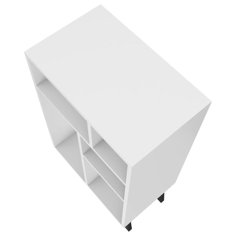 Dayton Warren 5-Shelf Bookcase in White/Black Feet, , large