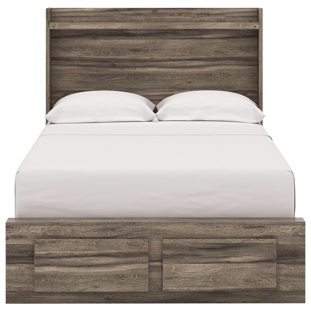 Ashley Elbrim Full Bed with Footboard Storage in Weathered Brown, , large