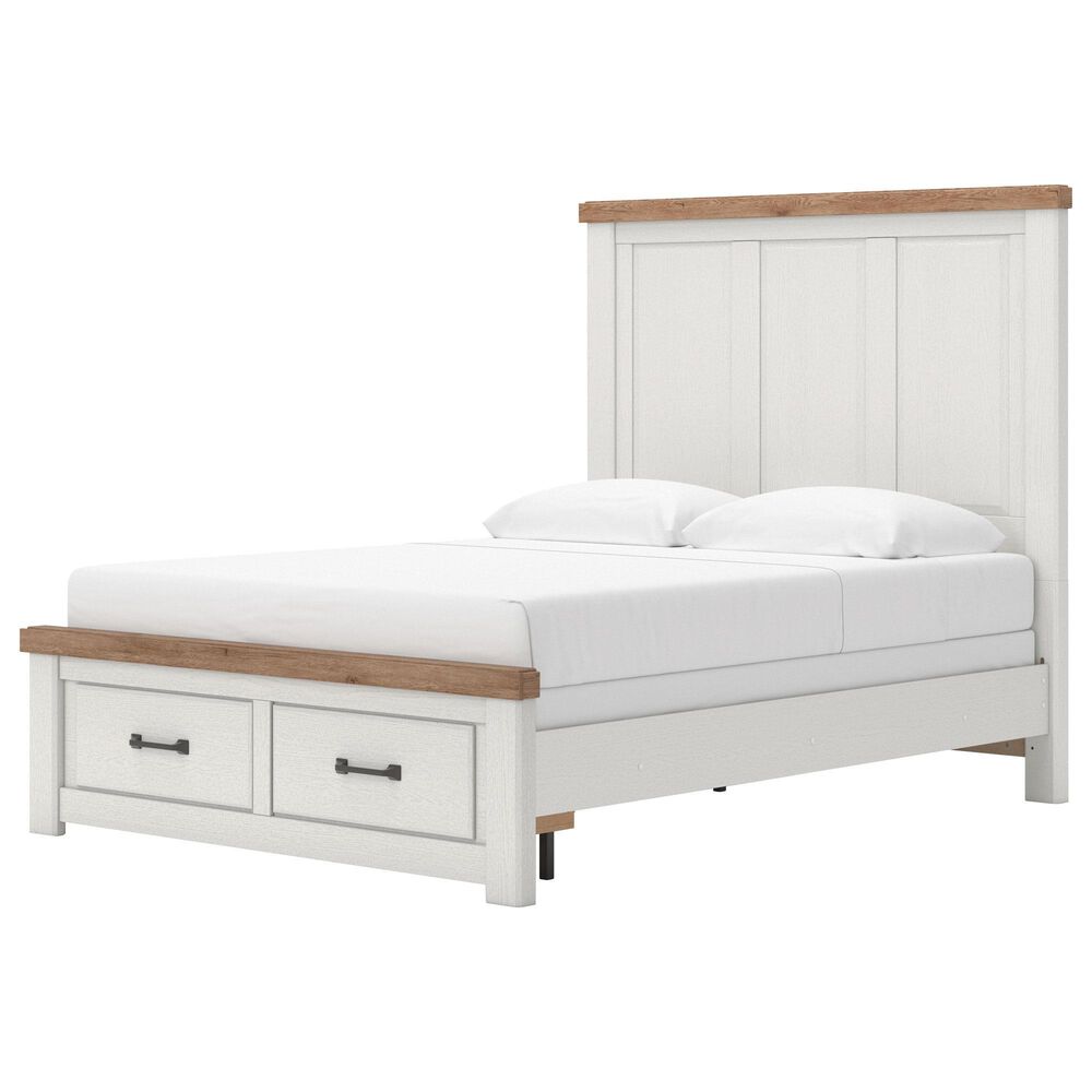 Ashley Savonport Queen Storage Panel Bed in White and Brown, , large