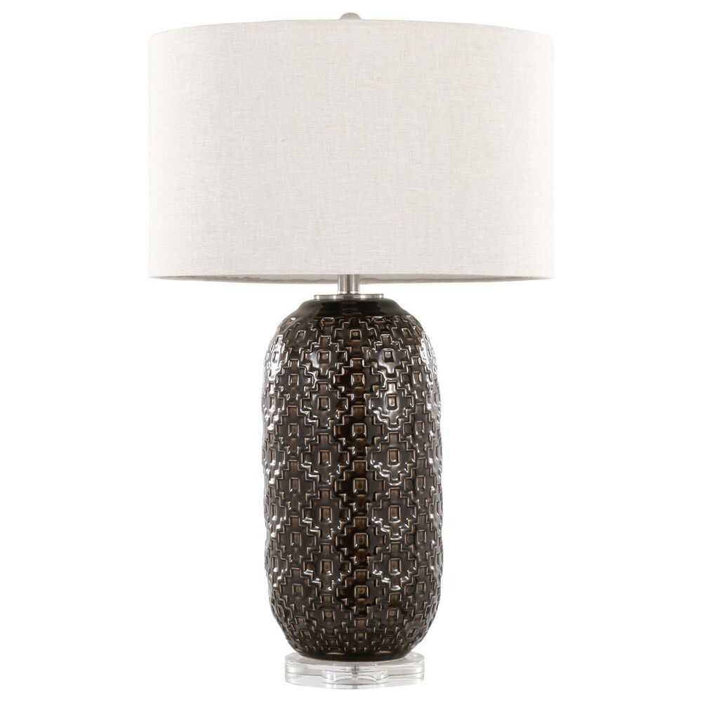 Grandview Gallery Onyx Ceramic Table Lamp in Dark Grey, Brushed Nickel and Clear, , large
