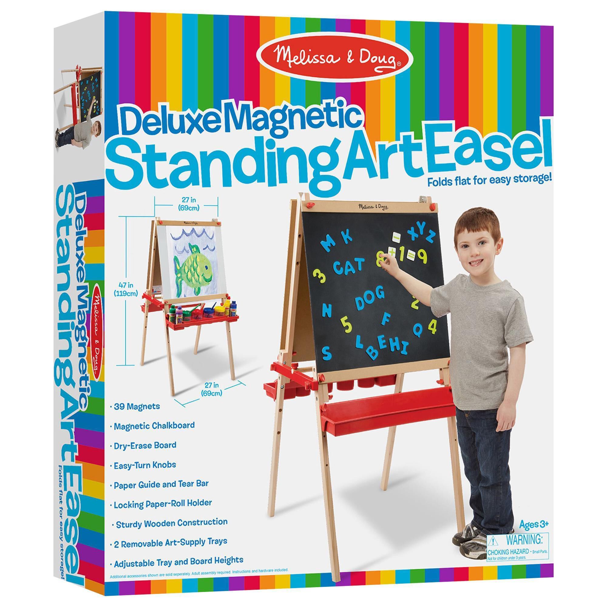 Children s Deluxe Wooden Standing Art Easel Toy Melissa Doug