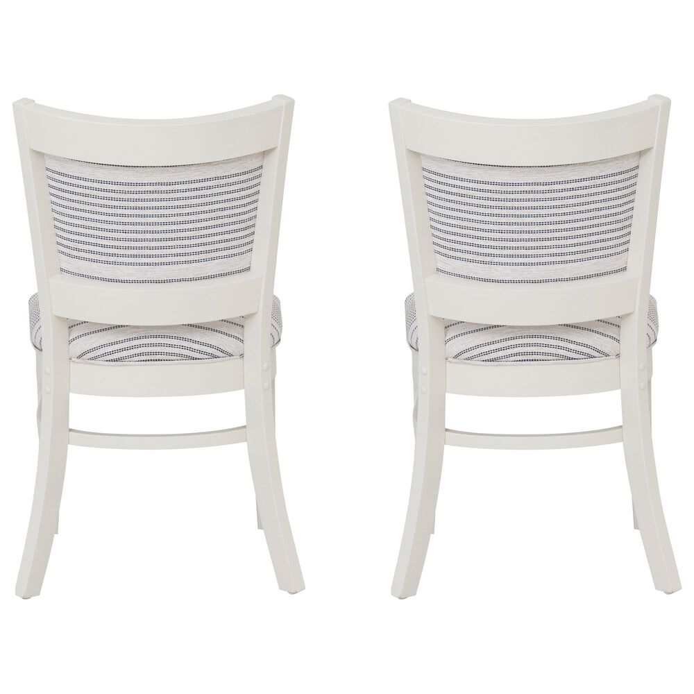 Linon Home Decor Lainey Side Chair with Light Grey Stripe Cushion in White (Set of 2), , large