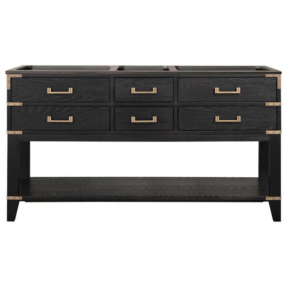 Lexora Home Norwalk 60&quot; Double Bathroom Vanity in Black Oak with White Carrara Marble Top and Rectangular Sinks, , large