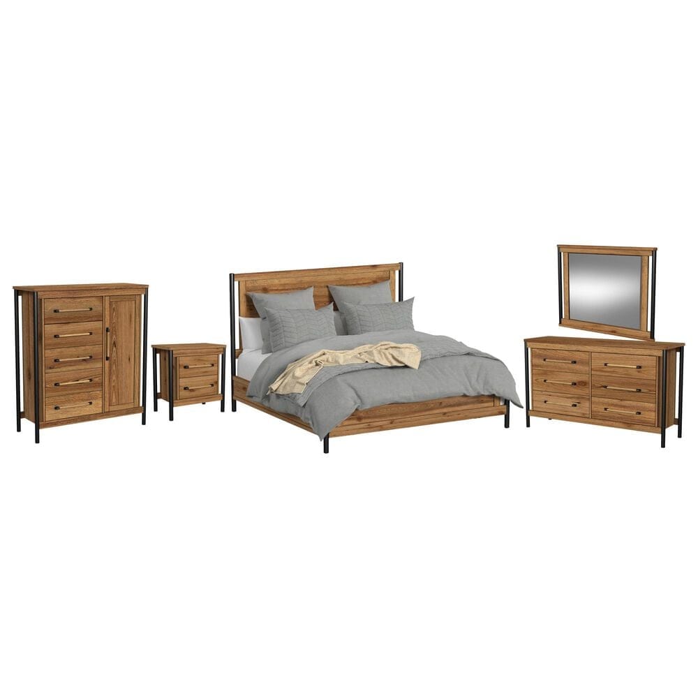 Hawthorne Furniture Norcross 5 Piece King Panel Bedroom Set in Hickory, , large