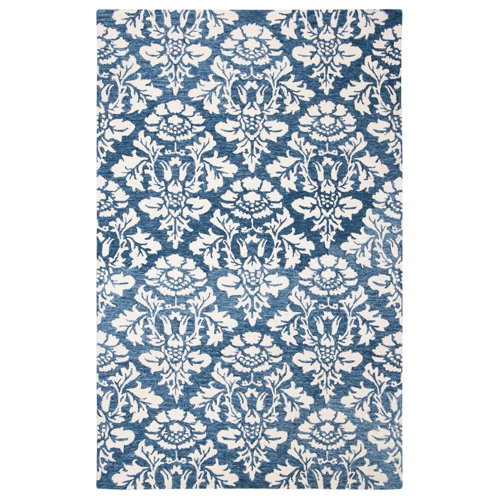 Safavieh Micro-Loop MLP221M 5" x 8" Blue and Ivory Area Rug, , large