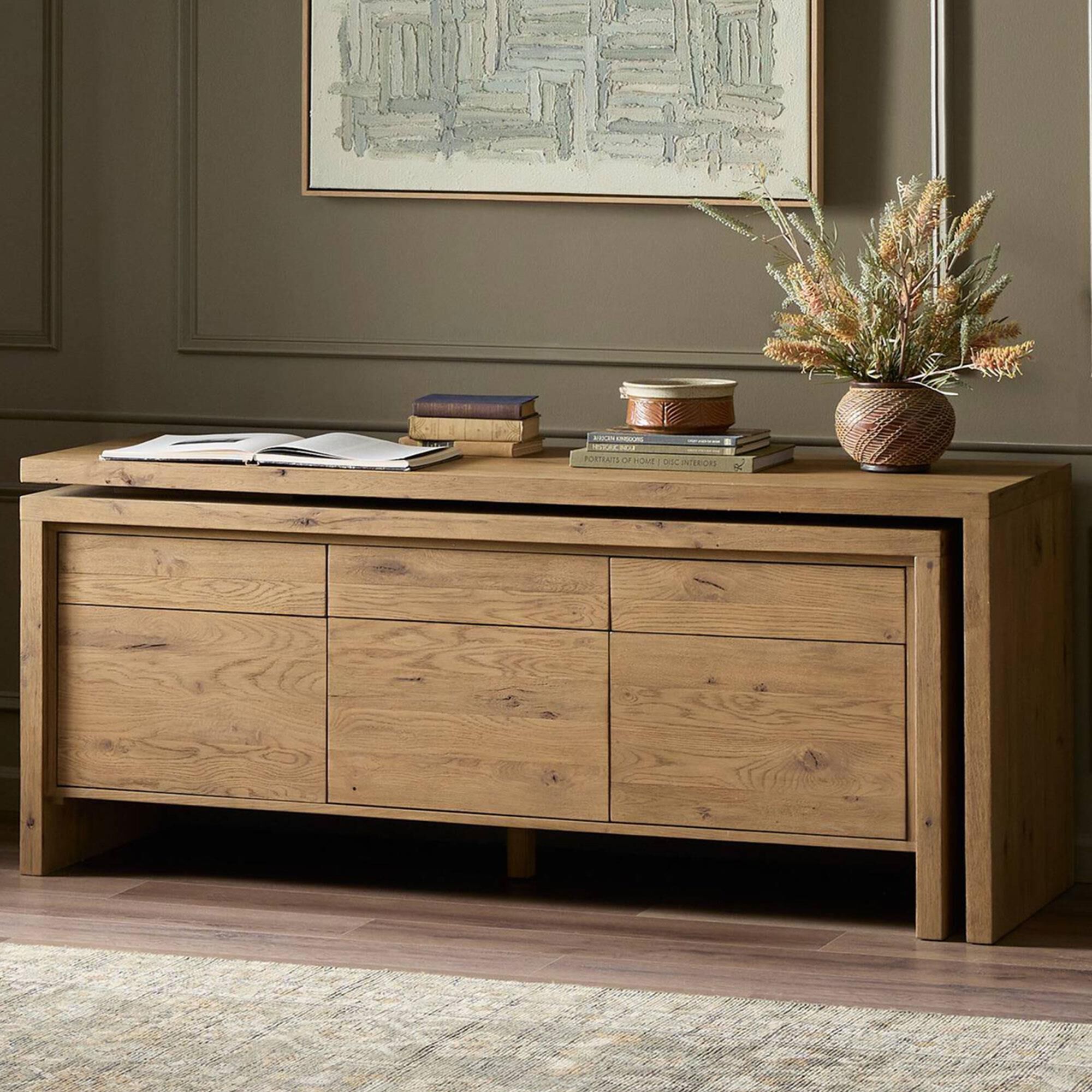 ☆定価13824円☆JUNO　パーソナルデスク　NA/WAL Four Hands Noah L-Shaped Rotating Desk in Aged Smoked Oak