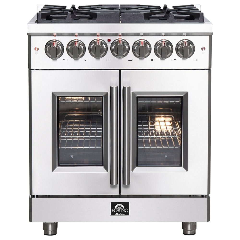 Forno Massimo 30" Freestanding French Door Dual Fuel Range in Stainless Steel, , large