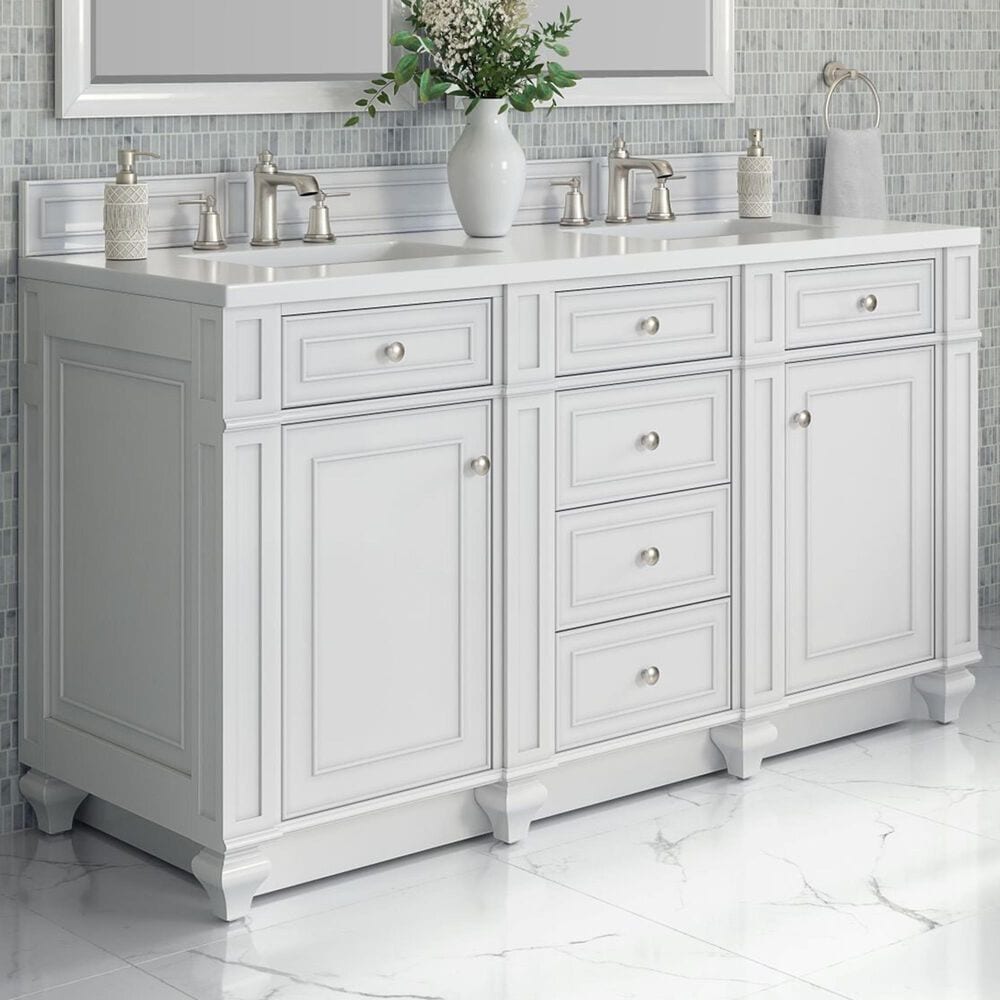 James Martin Bristol 60" Double Bathroom Vanity Cabinet in Bright White, , large