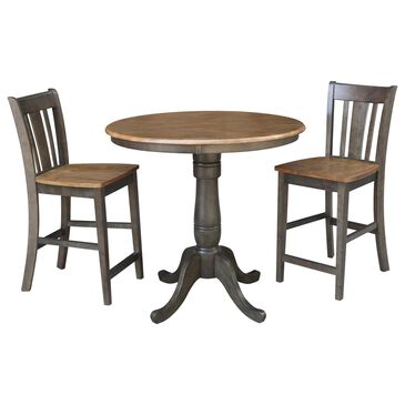 International Concepts San Remo 3-Piece Counter Height Dining Set in Hickory/Washed Coal, , large