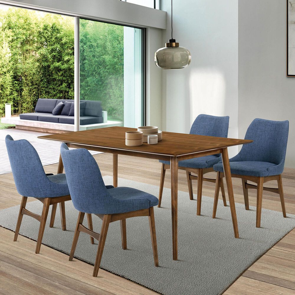 Blue River Westmont and Azalea 5-Piece Dining Set with Blue Cushion in Walnut, , large