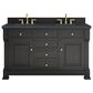 James Martin Vanities Brookfield 60" Double Bathroom Vanity in Black Onyx with 3 cm Charcoal Soapstone Quartz Top and Rectangular Sinks, , large