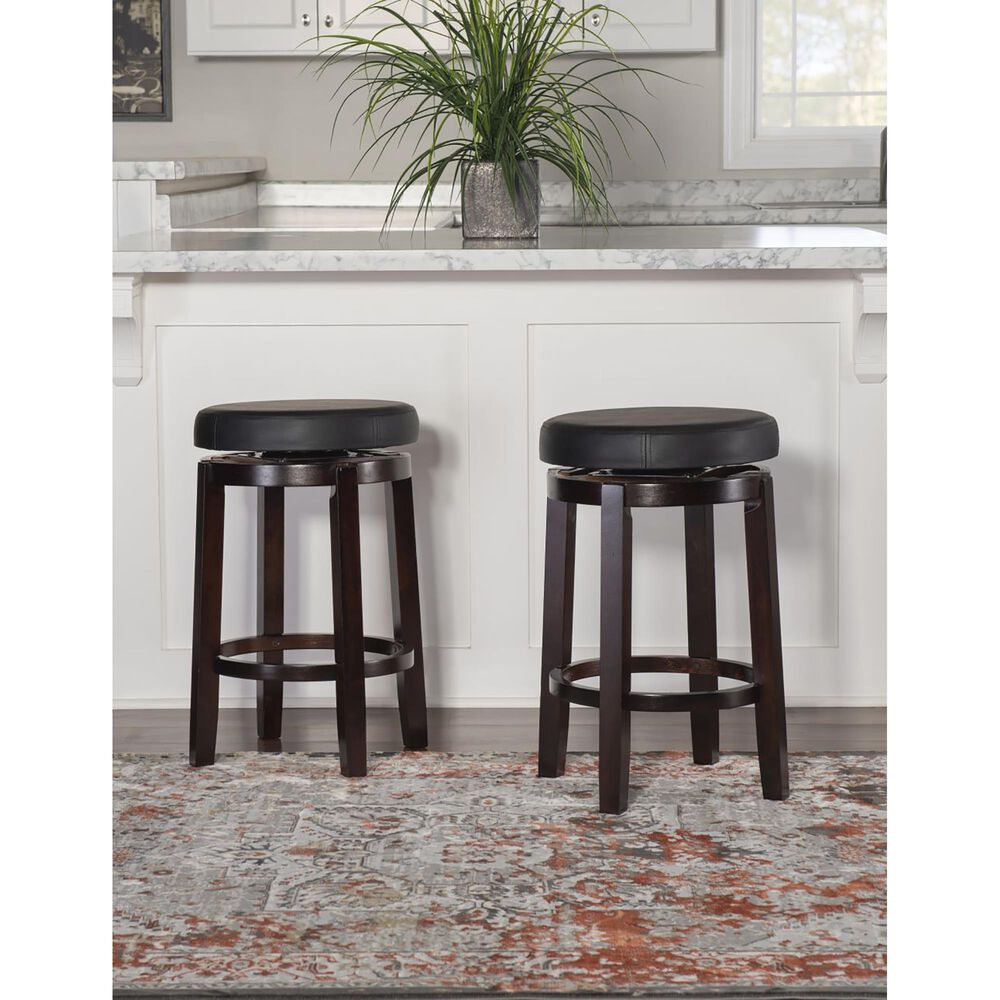 Linden Boulevard Maya Swivel Counter Stool with Black Cushion in Brown, , large