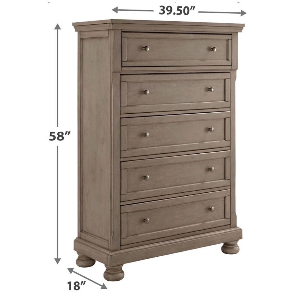 Ashley Lettner 5-Drawer Chest in Burnished Light Gray, , large