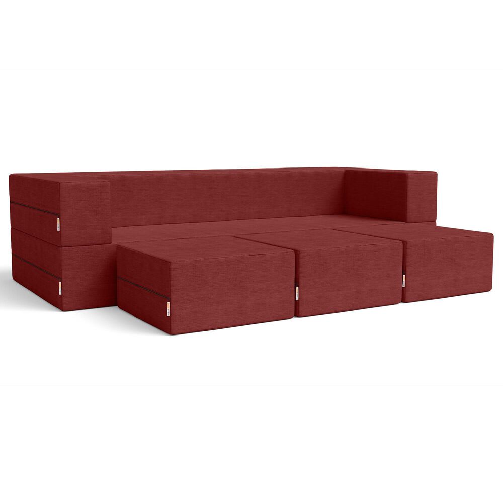 Jaxx Zipline 3-Piece Stationary Convertible Sleeper Sofa in Berry Velvet, , large