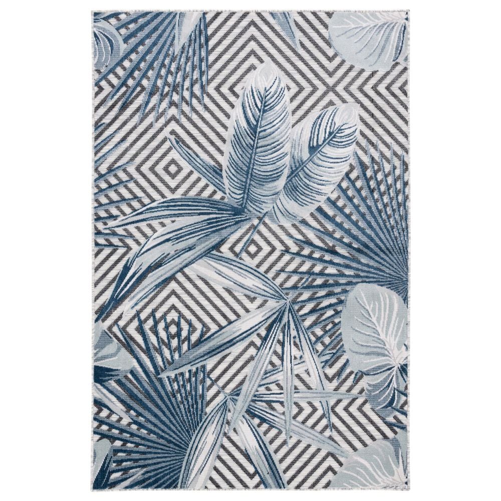 Safavieh Cabana CBN447N 6"6" x 9"6" Ivory and Navy Indoor/Outdoor Area Performance Rug, , large
