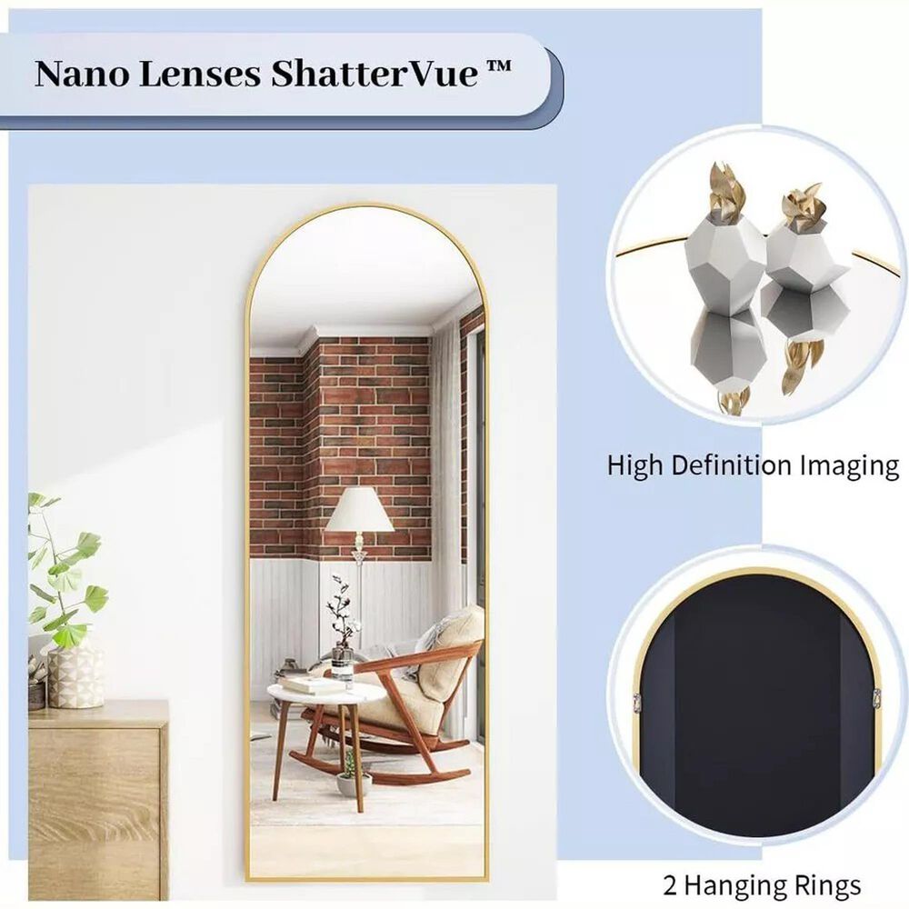 HOMLUX 64" x 21" Modern Full Length Bathroom Mirror in Gold, , large