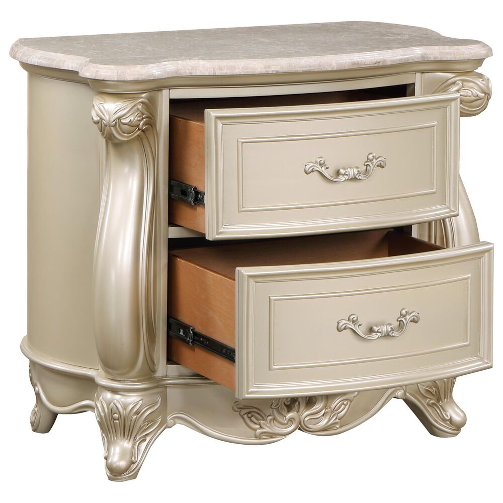 New Heritage Monique 2-Drawer Nightstand with Marble Top in Champagne, , large