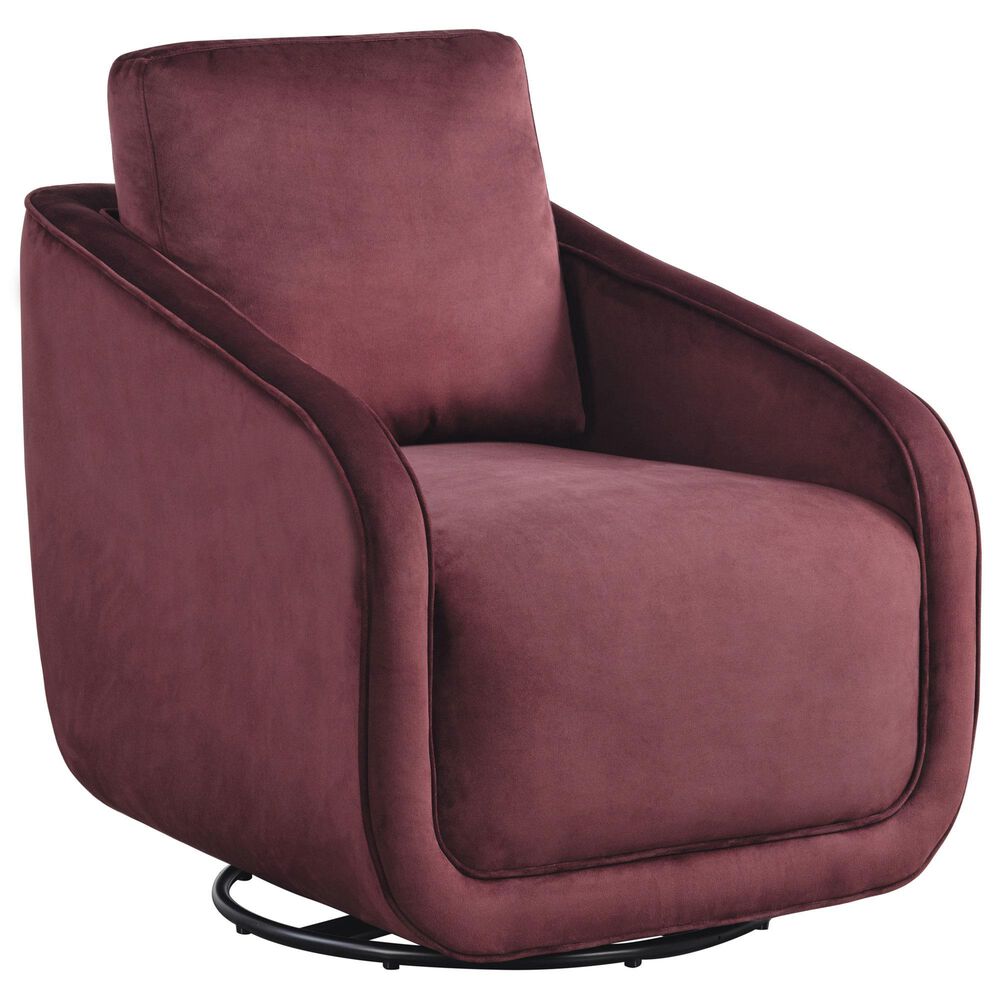 Lifestyle Solutions Lydia Swivel Accent Chair in Plum, , large
