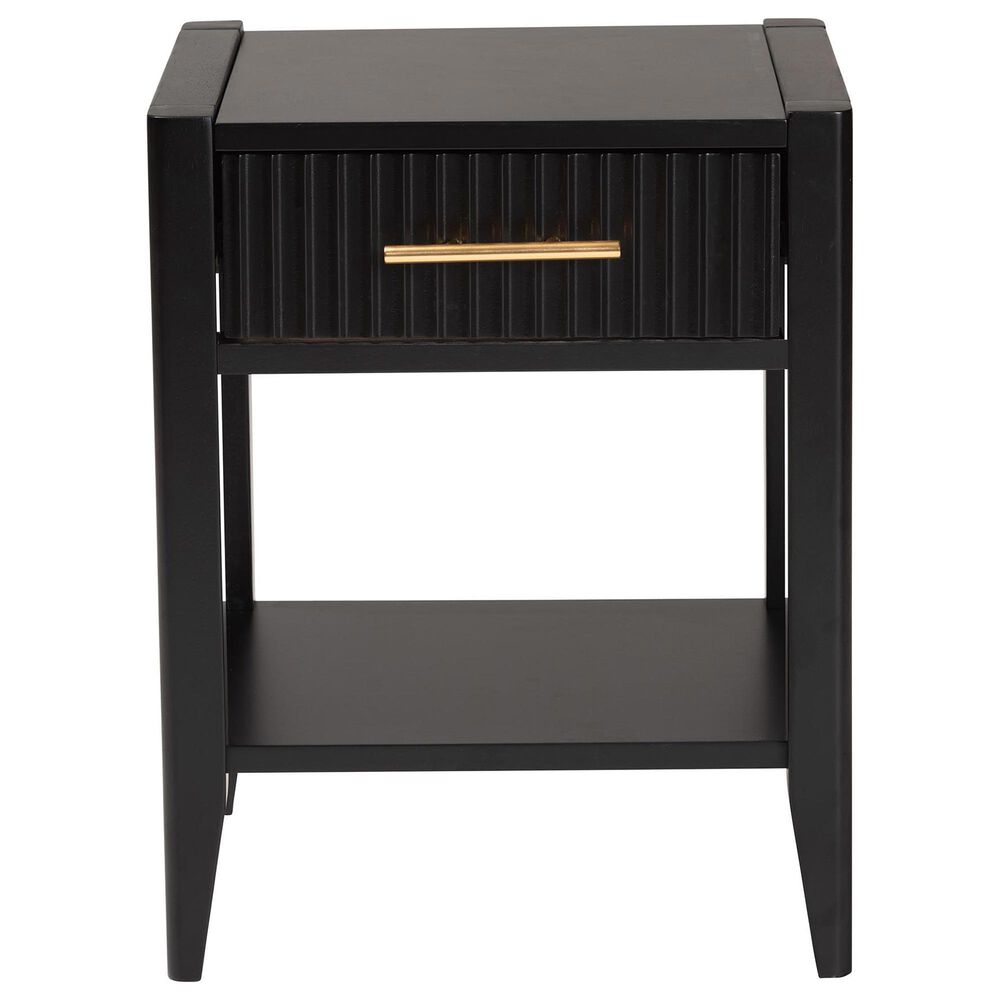 Baxton Studio Primrose 1-Drawer Nightstand in Black, , large