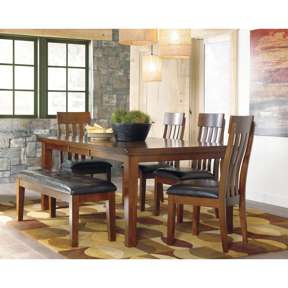 Ashley Ralene Upholstered Dining Bench in Medium Brown, , large