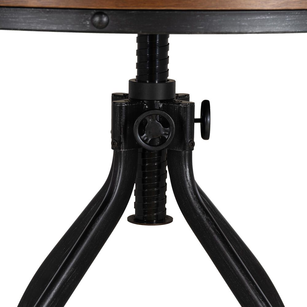 Linon Home Decor Hawkford Adjustable Round Bar Table in Brown and Gunmetal - Table Only, , large