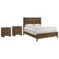 Crown Mark Lorraine Queen Panel Bed with Two Nightstands in Brown, , large