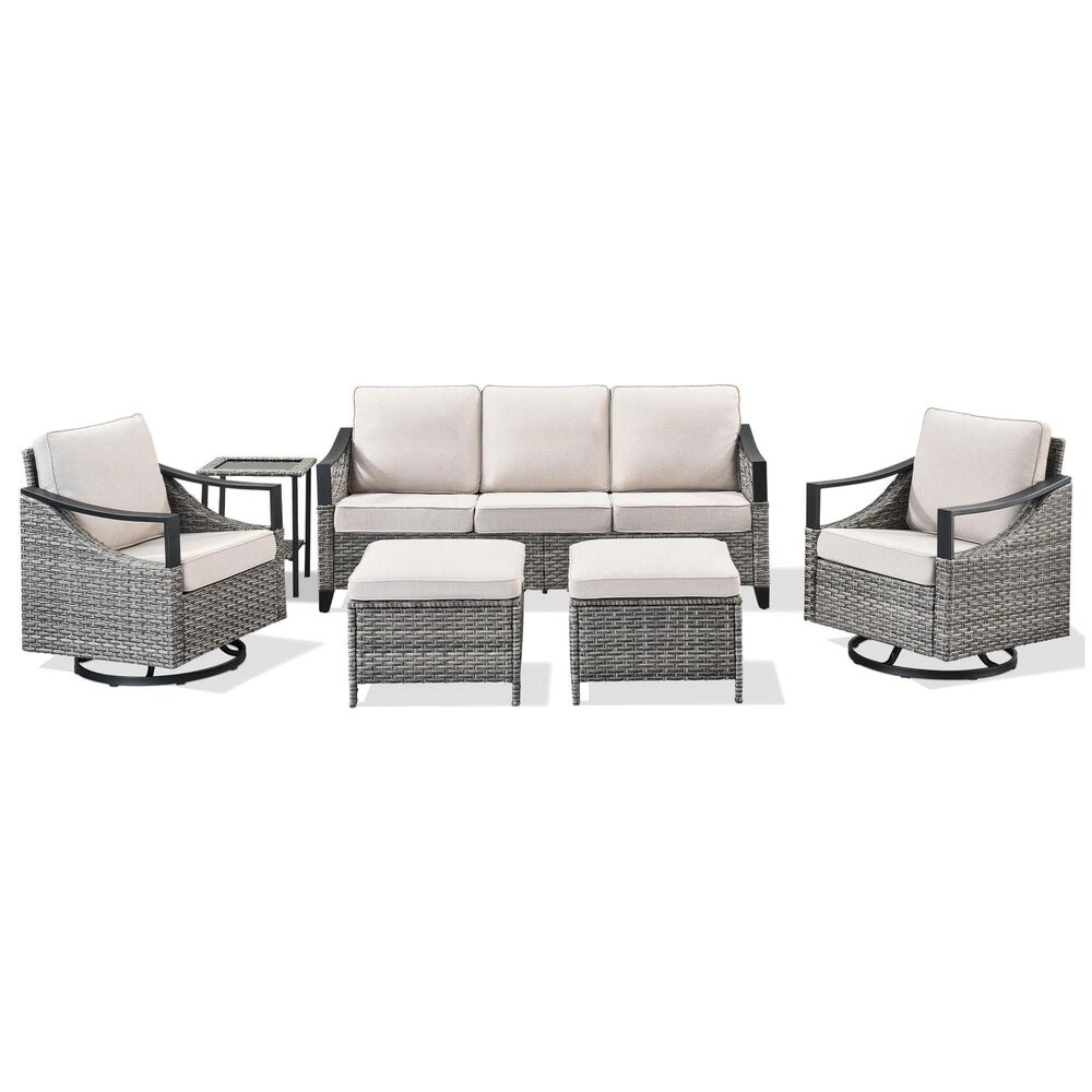 Sunwell Garden 6-Piece Patio Chat Set with Side Table in Beige, , large