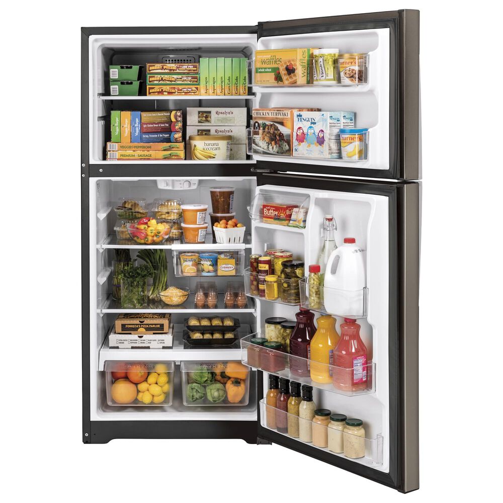 GE Appliances 21.9 Cu. Ft. Top-Freezer Refrigerator with High Gloss Handle in Slate, , large