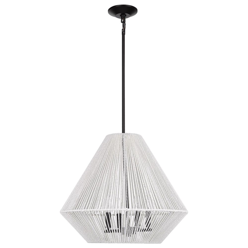 Golden Lighting Valentina 4-Light Pendant in Matte Black with White Shade, , large