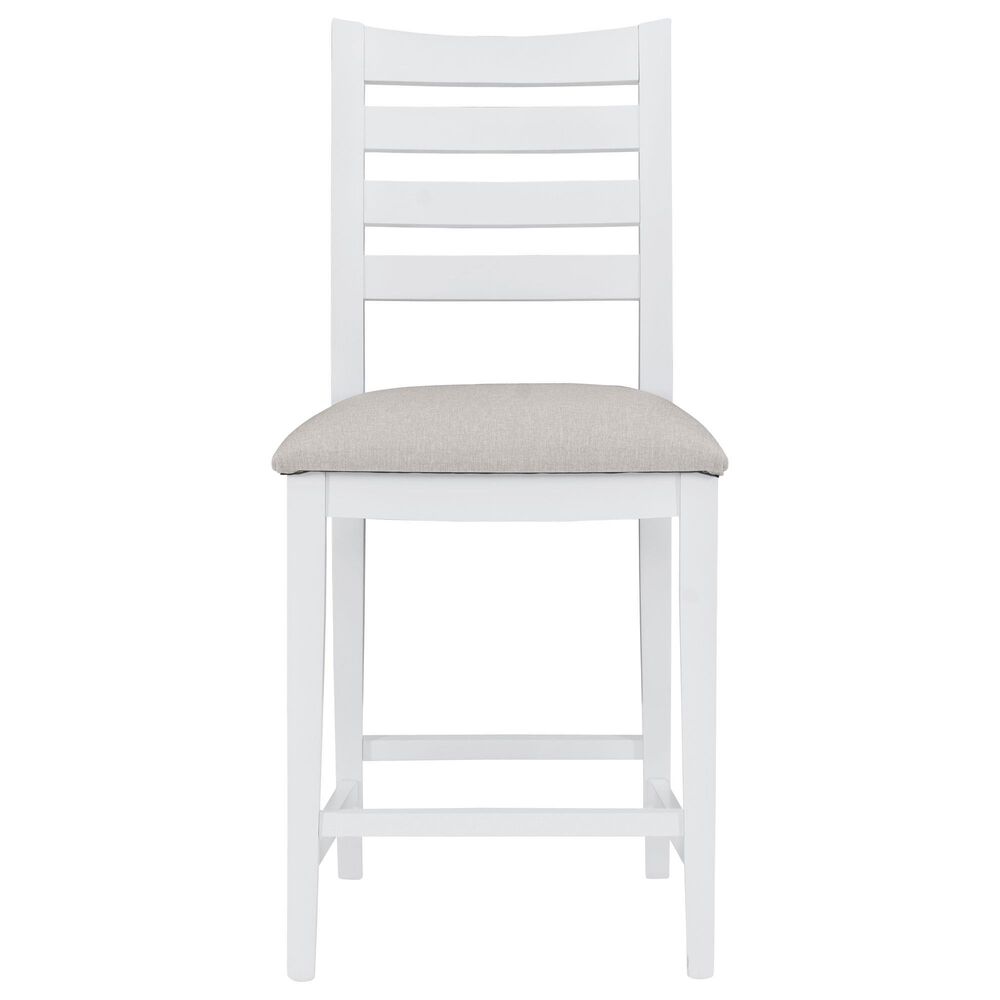 Linon Home Decor Flynn 22" Counter Stool with Light Grey Cushion in White, , large