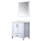Lexora Home Jacques 30" Single Bathroom Vanity in Navy Blue with 2 cm White Quartz Top, Rectangular Sink and 28" Mirror, , large