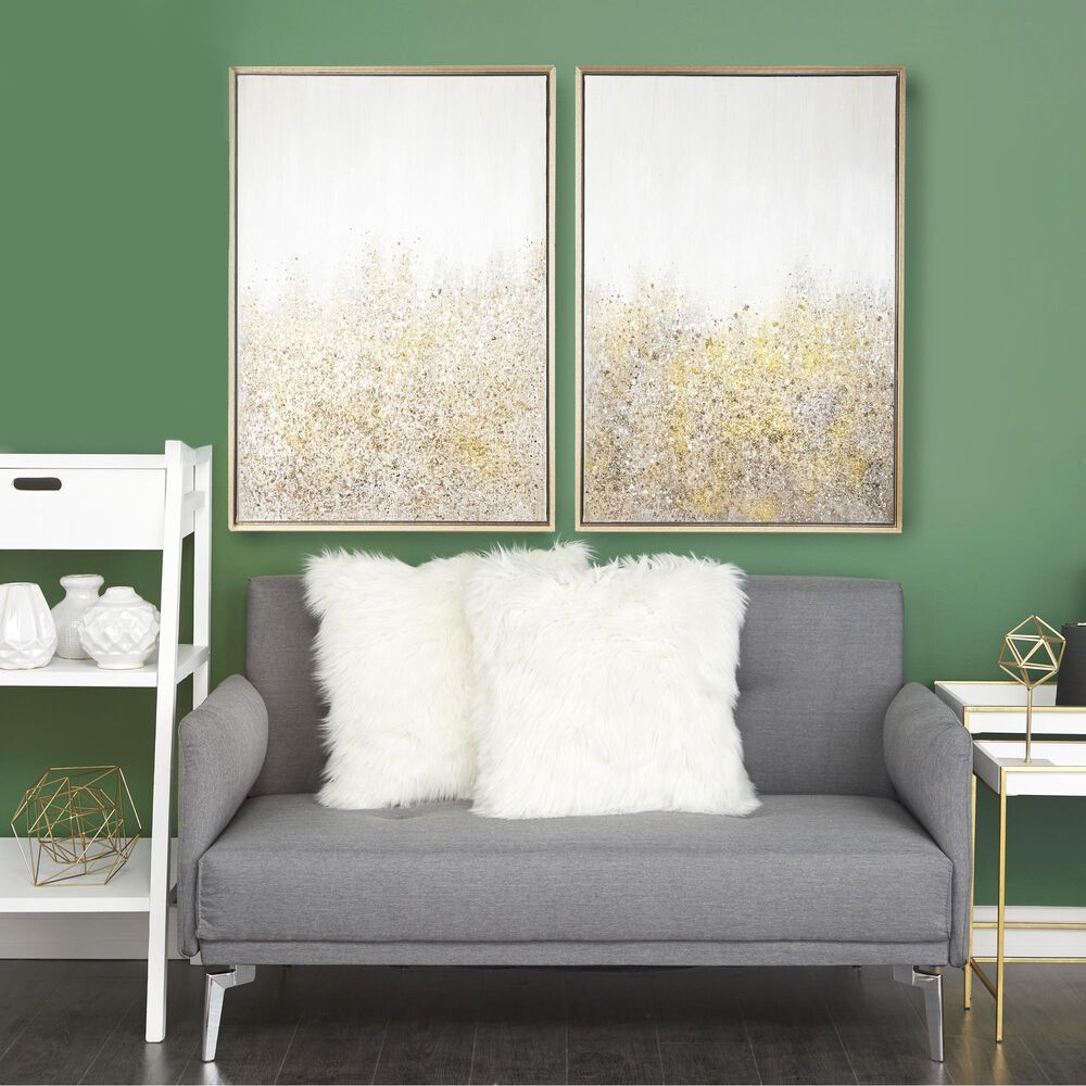 CosmoLiving by Cosmopolitan 40&quot; x 30&quot; Abstract Wall Art in White, Black, Gold and Grey &#40;Set of 2&#41;, , large