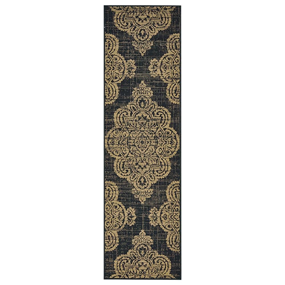 Oriental Weavers Marina 5929K 2"3" x 7"6" Black and Tan Runner, , large