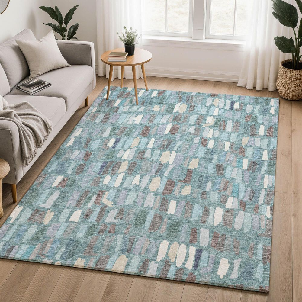 Dalyn Rug Company Kenner KN5 Teal 6'6" x 9'6" Area Rug, , large