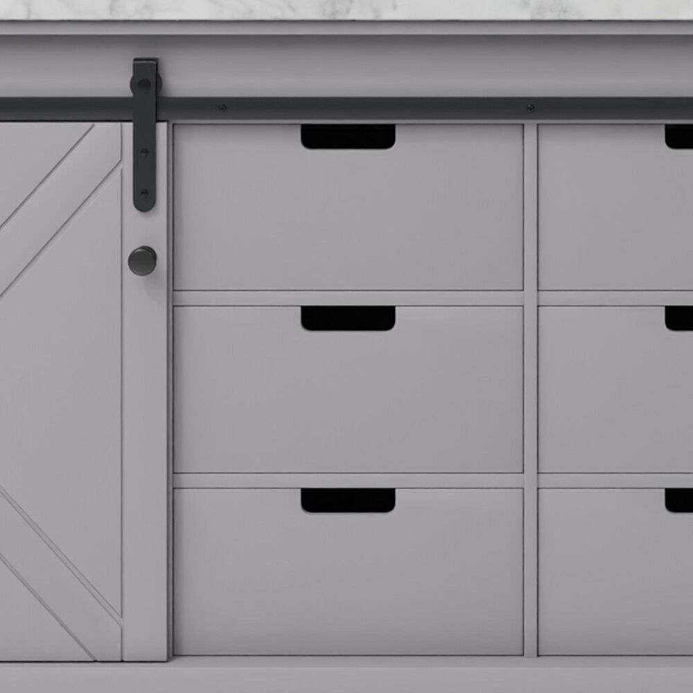 Lexora Home Marsyas 84&quot; Double Bathroom Vanity in Dark Grey with White Carrara Marble Top and Rectangular Sinks, , large